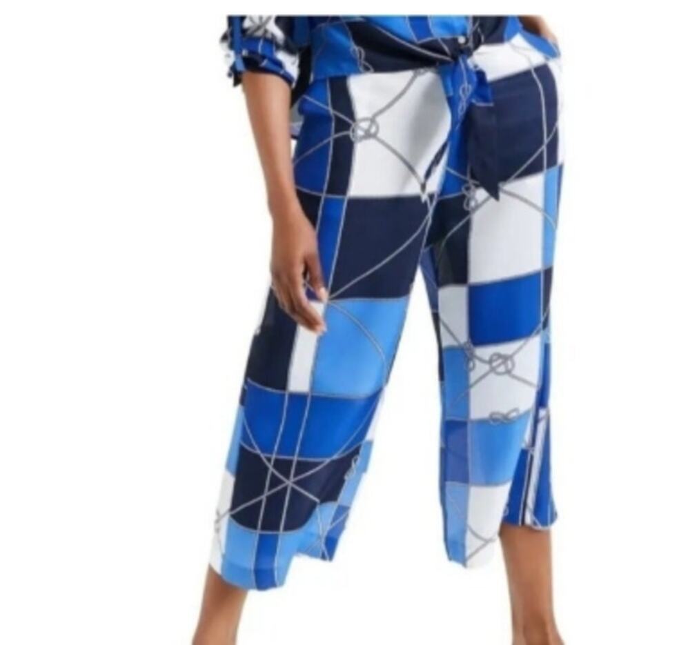 Charter Club NWT Blue Patchwork Nautical Crop Pant in Maritime Muse // XS